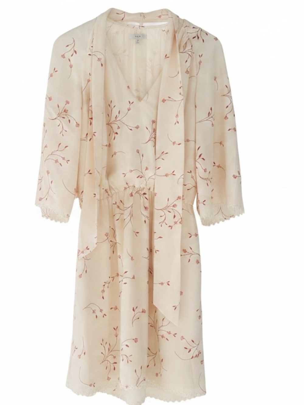 Joie Dakota Summer Cottagecore Fairycore Cream Dress with Red Floral Print - Picture 5 of 9